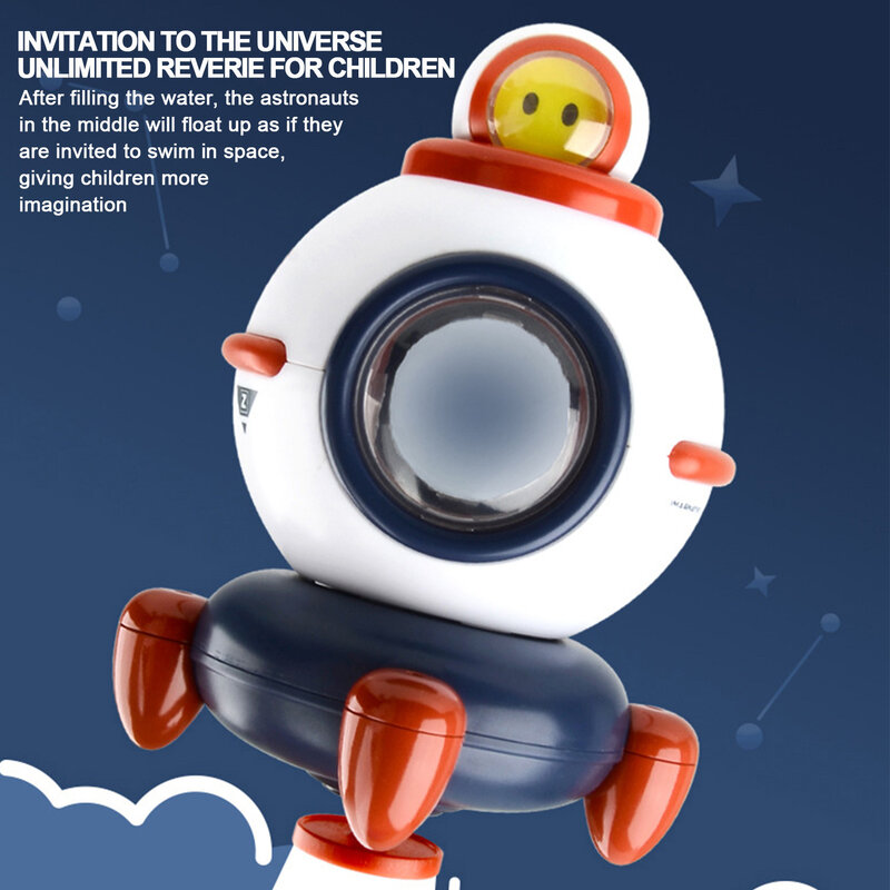 Juguete de baño para bebés de nave espacial, eléctrico rotatorio con luces de colores, juguetes de piscina para niños pequeños, juguete de riego