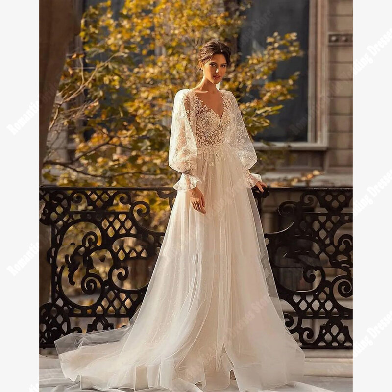 2024 tiulowe damskie suknie ślubne z motywem bohemy, piękne suknie ślubne księżniczki, formalne, eleganckie, Feminino Luxo