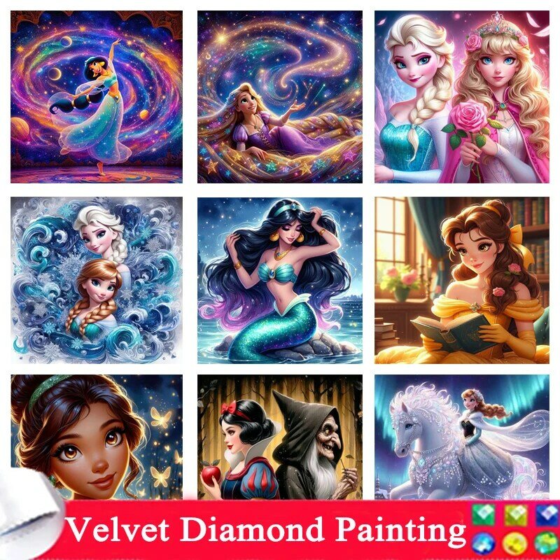 Disney Diamond Painting Kit, DIY, Branca de Neve, Bruxa Cruz, Bordado, Mosaico, Decoração de Casa, 5D, Y1037, Novo, 2024
