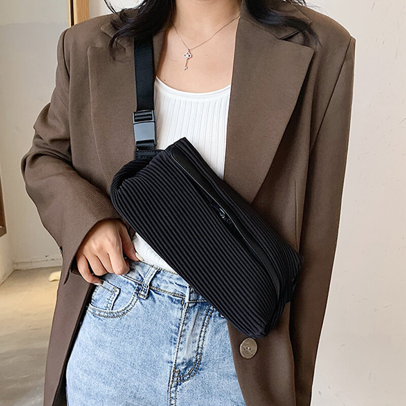 Miyake Pleated Summer Women's Cross-body Bag Korean Fashion Designer Dumplings Bag Men's and Women's Designer Bag Handbag