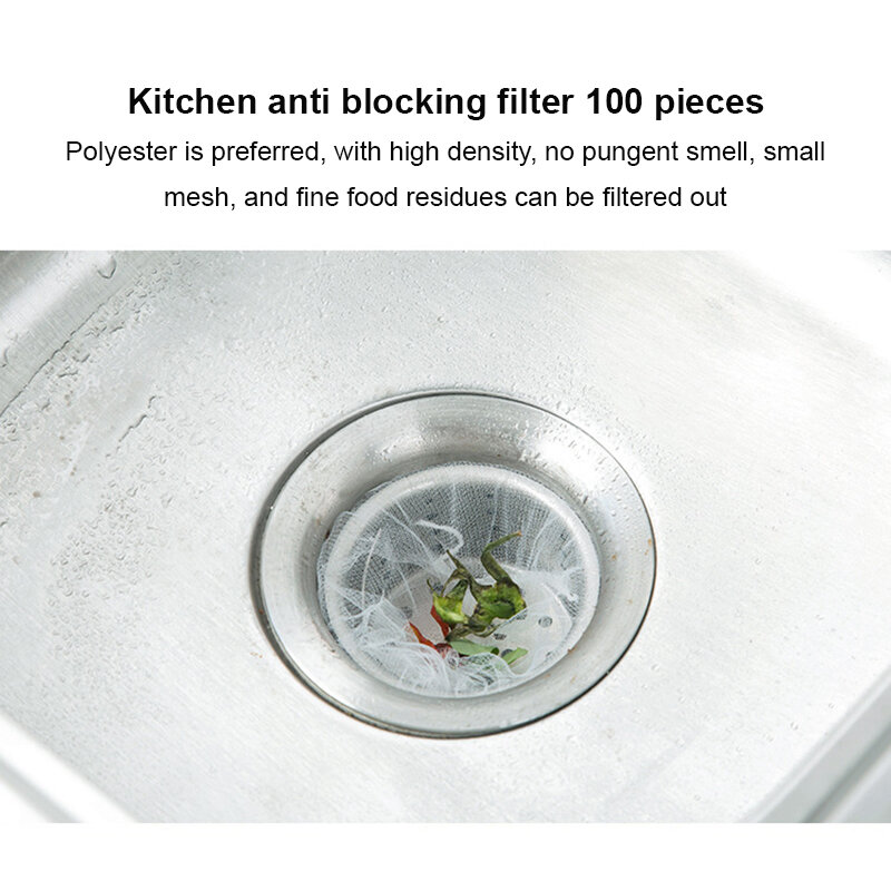 100pcs Disposable Kitchen Sink Filters Sewer Drain Anti-blocking Garbage Bag Pool Leak Mesh Bag Mesh Strainer Sink Garbage Net