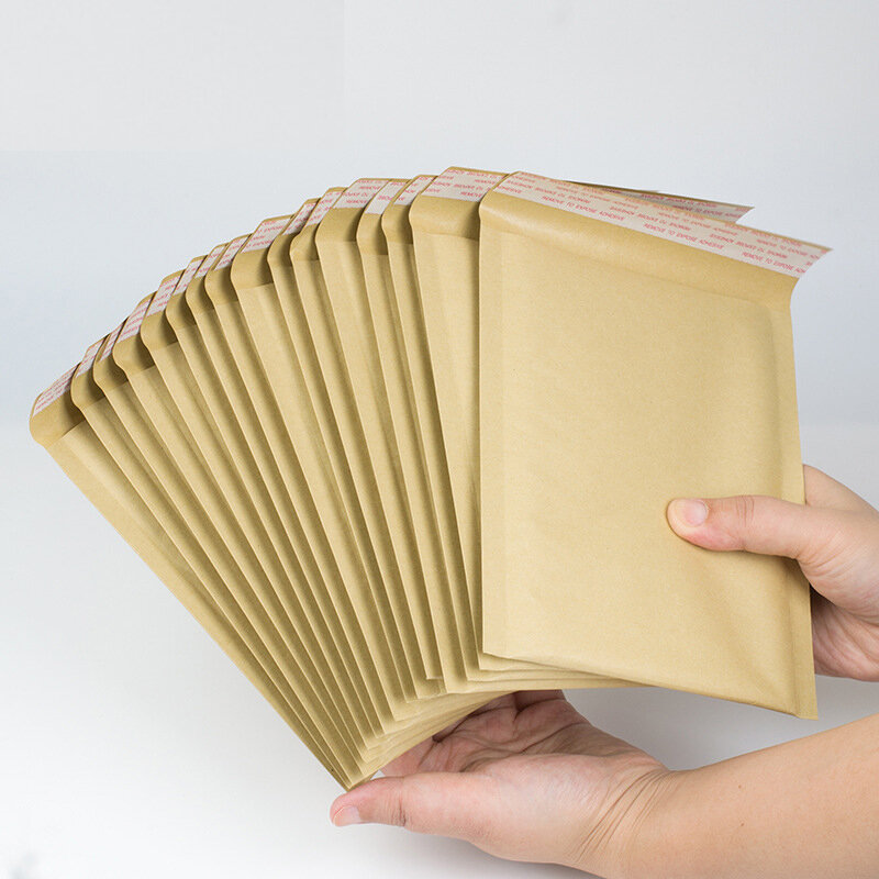 Hysen 10 pçs natural kraft papel bolha envelope auto selo adesivo bolha mailer negócio à prova dwaterproof água envio saco de correio