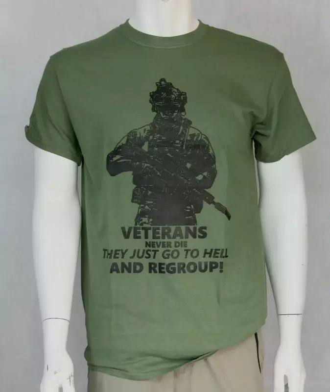 Kaus Never Die veteran militer militer taktis 100% katun leher-o musim panas lengan pendek kasual kaus pria ukuran S-3XL