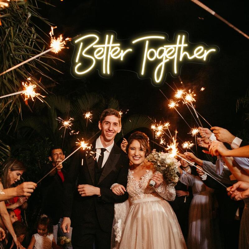 Better Together Neon Led Sign Wedding Decor Party Neon Sign LED Lights Bedroom Room Decor Wall Mr Mrs Just Married Neon Lights