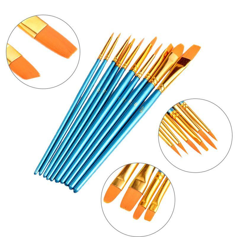 Paint Brushes For Watercolor 10PCS Nylon Hair Paint Brushes For Watercolor Artist Professional Kits For Acrylic Rock Painting