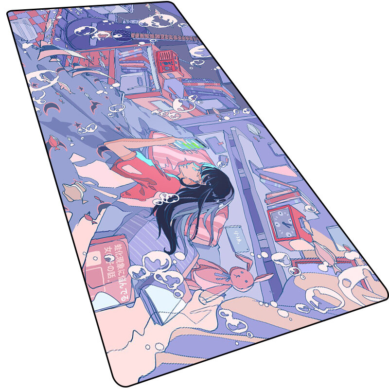 Alfombrillas de ratón de Ciudad de Anime para niños, tapetes de juego de paisaje urbano de nubes, tapete de teclado Deco de oficina Kawaii, accesorios de juego, alfombra antideslizante de configuración