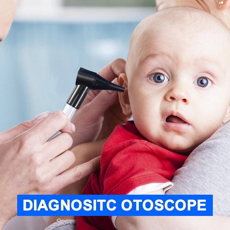 Otoskop Set senter pembesar, instrumen diagnostik perawatan telinga stomatoskop