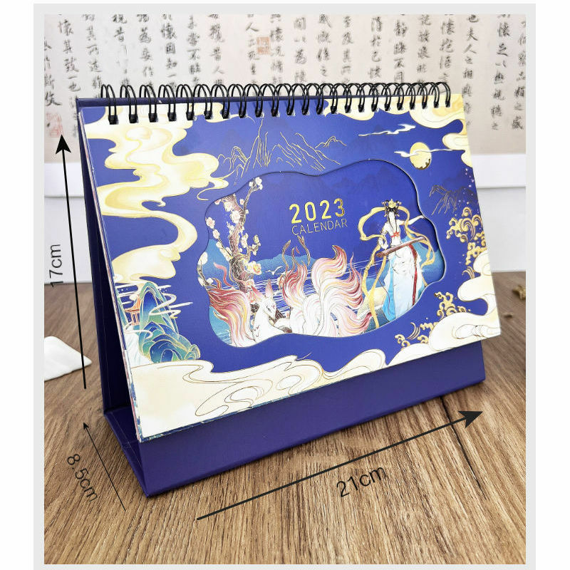Calendario chino de viento de Taiwán 2022 adornos de escritorio para enviar pegatinas 2023 Vertical pequeño mensual