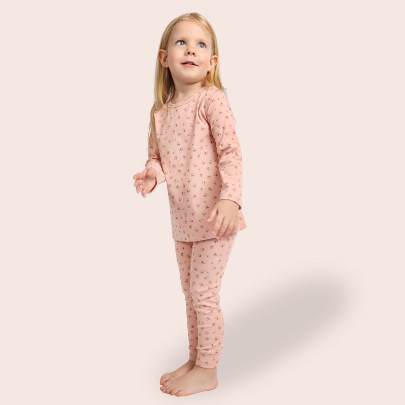 Modamama-꽃 프린팅 아기 바디수트, 2 개입, 아기 점프수트, 롬퍼, 부드러운 코튼, 긴 소매, 아기 잠옷, 신생아용