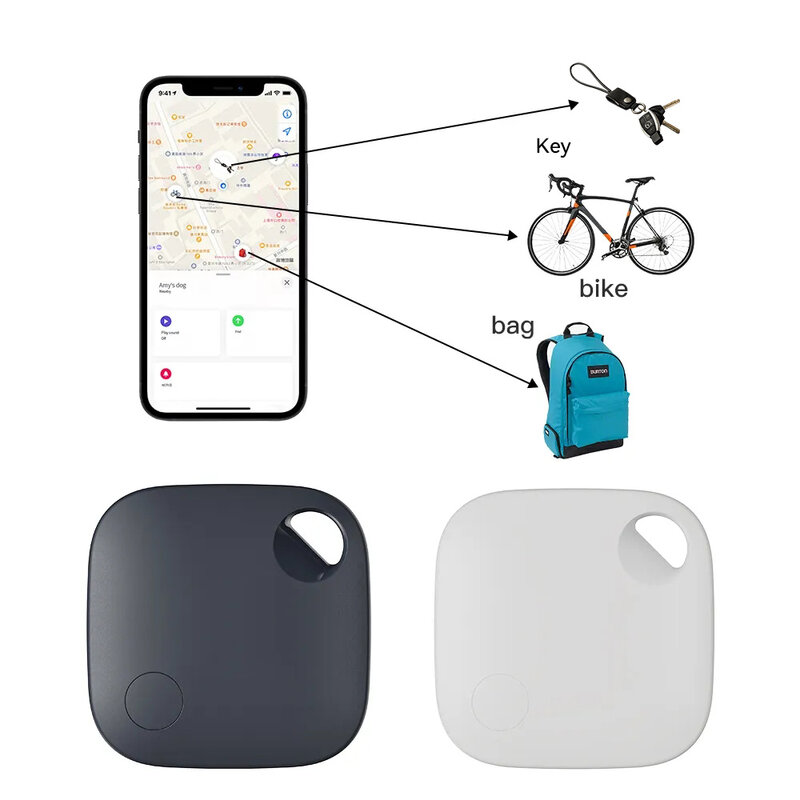 Bluetooth GPS Tracker for Air Tag Replacement via Apple Find My to Locate Card Wallet Bike Keys Finder For iPhone Tag Anti-Loss