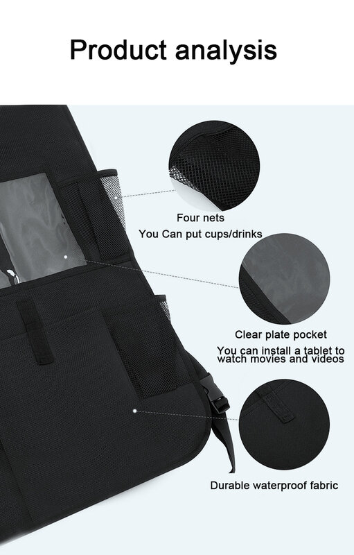 Car Storage Bag Fashion Thick Oxford Cloth Anti-kick Seat Back Bag Large Capacity Items Storage Waterproof Bag  Multi-functional