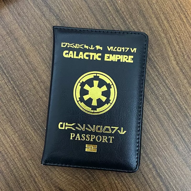 New Logo Galactic Empire Passport Cover Black Pu Leather Covers for Passports Travel Wallet Document Organizer Passport Holder