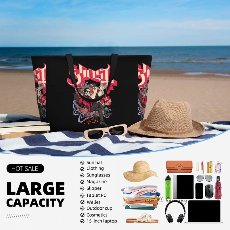 Ghost B.C. zespół podróżna kosmetyczka duże, piaskujące torba z zamkiem błyskawicznym plażowe i kieszenie na siłownię i podróże dla kobiet