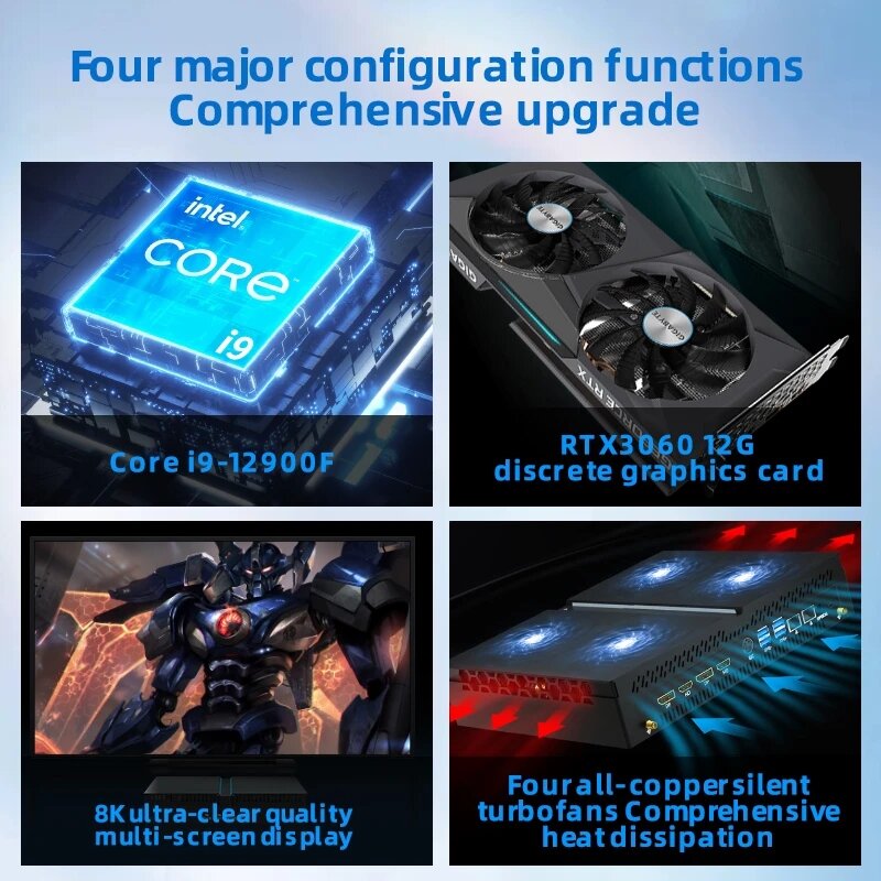 Topton nowy Mini komputer dla graczy 13th Gen Intel i7 13700F i9 12900F NVIDIA RTX 4060 8G 3060 12G PCIE4.0 okna 11 komputer do gier WiFi6