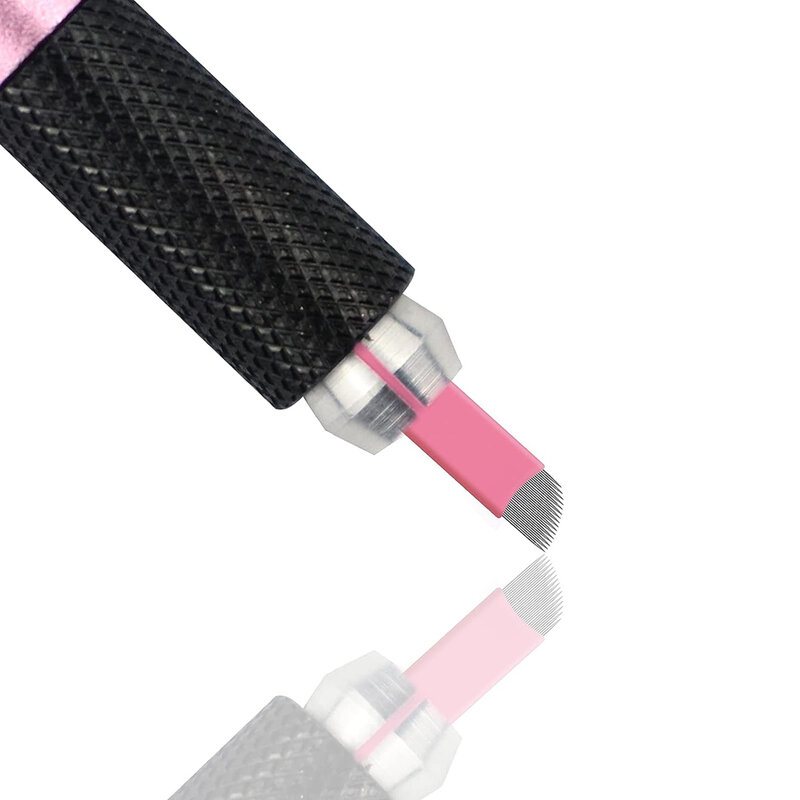 Профессиональные Розовые микроблейдинг 0,15 мм Tebori, 50 шт., иглы для татуажа, Перманентный макияж, 18u-образный ручной микроблейд для бровей