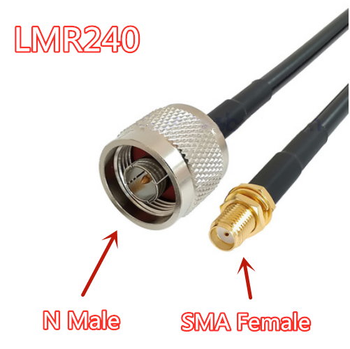 RF محوري ضفيرة الطائر كابل ، LMR240 كابل ، N ذكر إلى SMA ذكر التوصيل موصل ، 50-4 ، LMR-240