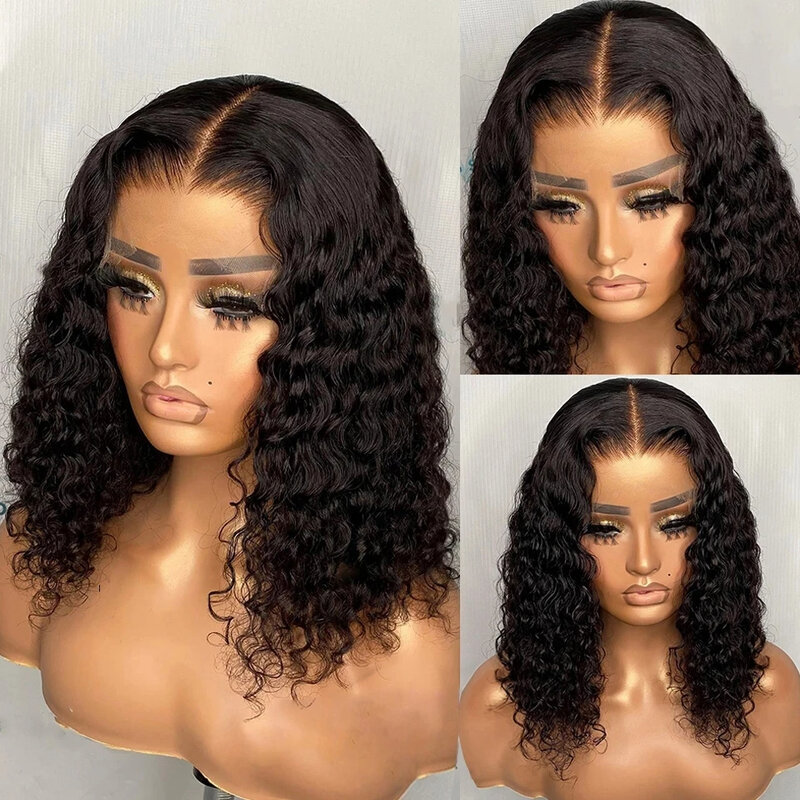 13x4 HD Lace Frontal Wig Human Hair Curly Bob Wig Human Hair Pre Plucked Short Preplucked Ready To Go Wear Pre Cut HD Lace Bob