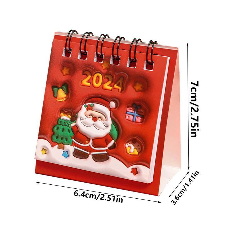 Small Desk Calendar 2023-2024 Christmas Desk Stand Up Calendar Thick Paper Twin-Wire Binding Durable 2024 Desk Calendar