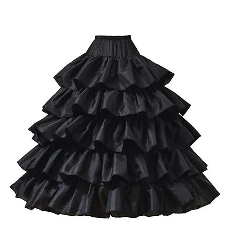 Fashion Wanita Gaun 4 Ring 5 Layer Tulle Rok Panjang Petticoat Lembut Pernikahan Pakaian Prom Memetiknya Crinoline Panjang Petticoat