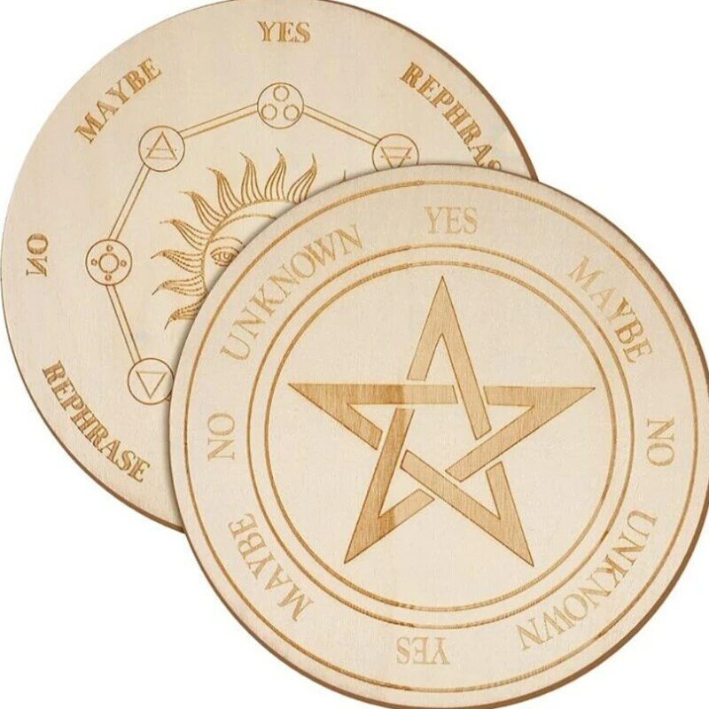 ไม้ Divination ลูกตุ้ม Board ดวงดาวพระอาทิตย์ดวงจันทร์ Energy Carven แผ่น Healing Meditation Board เครื่องประดับ Metaphysical แท่นบูชา