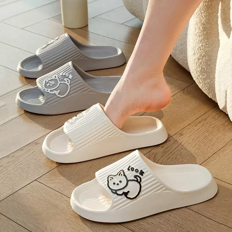 Zapatillas de casa de suela blanda para mujer, sandalias de plataforma gruesa para playa, chanclas coreanas de Eva para parejas, verano 2023