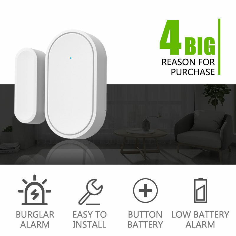 Sensor magnético inteligente inalámbrico para puerta y ventana, 433MHz, Kits de sistema de alarma de seguridad para el hogar, Smart Life