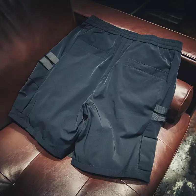 Pantalones cortos Cargo para hombre, Shorts holgados de Cintura elástica ancha con cordón de dibujo, ropa de calle Popular a la moda, 2024