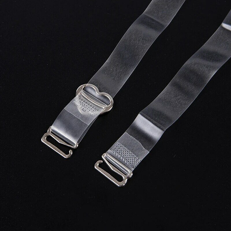 1 paio di spallacci trasparenti invisibili regolabili con cinturino per biancheria intima con reggiseno trasparente a righe elastiche alte