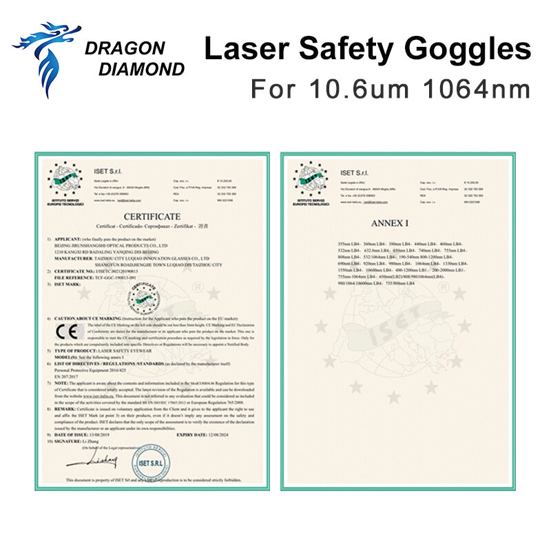 Gafas de seguridad láser 1064nm, lentes de protección OD4 para máquina láser YAG DPSS de fibra y Co2, 10,6um