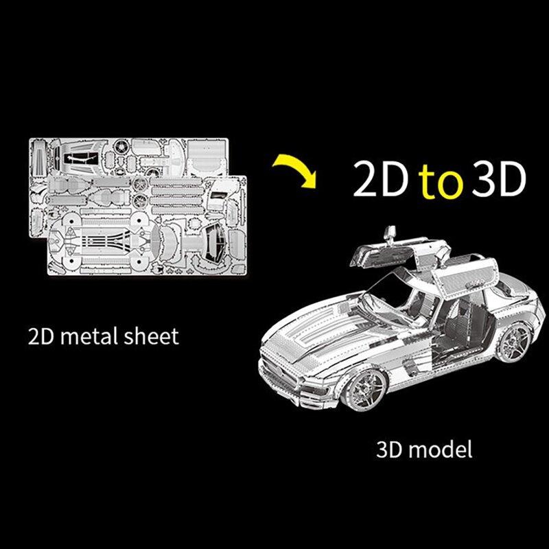 3D Metal Assembly Model DIY Building Blocks Butterfly Wing Sports Car Metal Puzzle Children's Birthday Gift Toy Set