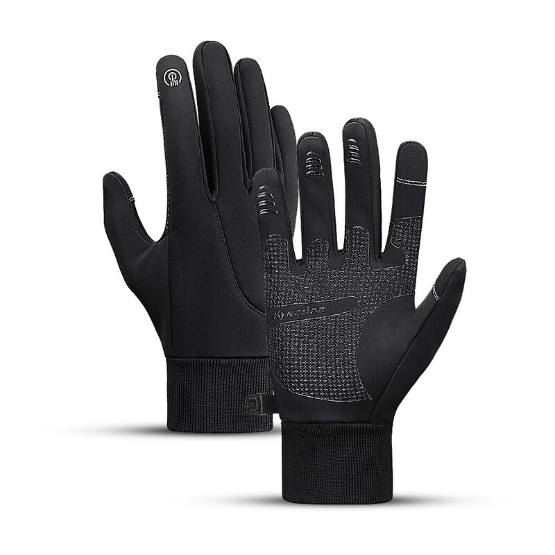 Зимние перчатки для мужчин и женщин, теплые флисовые водонепроницаемые велосипедные перчатки с защитой от холода и ветра для сенсорных экранов, теплые велосипедные перчатки для бега на открытом воздухе