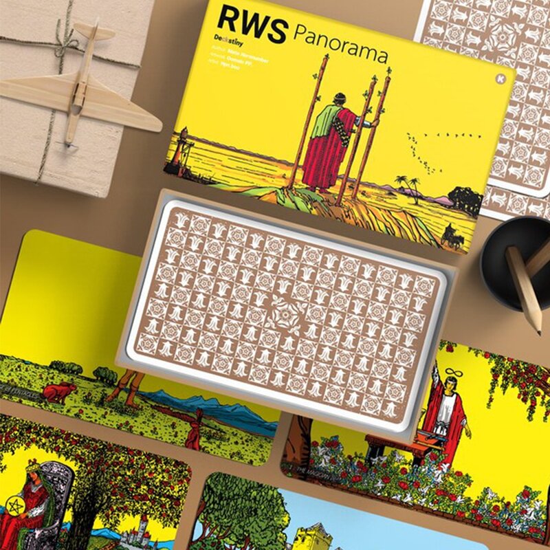 RWS-Tarot dourado com bordas douradas, 7x12cm, 78 peças de cartões, grande angular, lente show, nova perspectiva, tarot