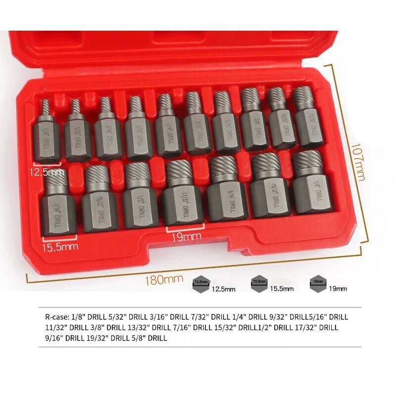 Set di estrattori per viti per utensili manuali 17 pezzi di bulloni rotti danneggiati per Set di estrattori per viti estrattori per denti scorrevoli