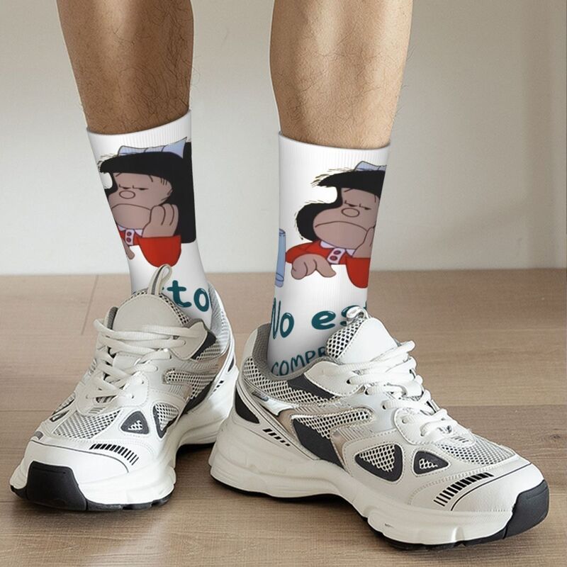 Harajuku Mafalda Quino Comics Sports Socks Feminist Girls Polyester Crew Socks for Women Men