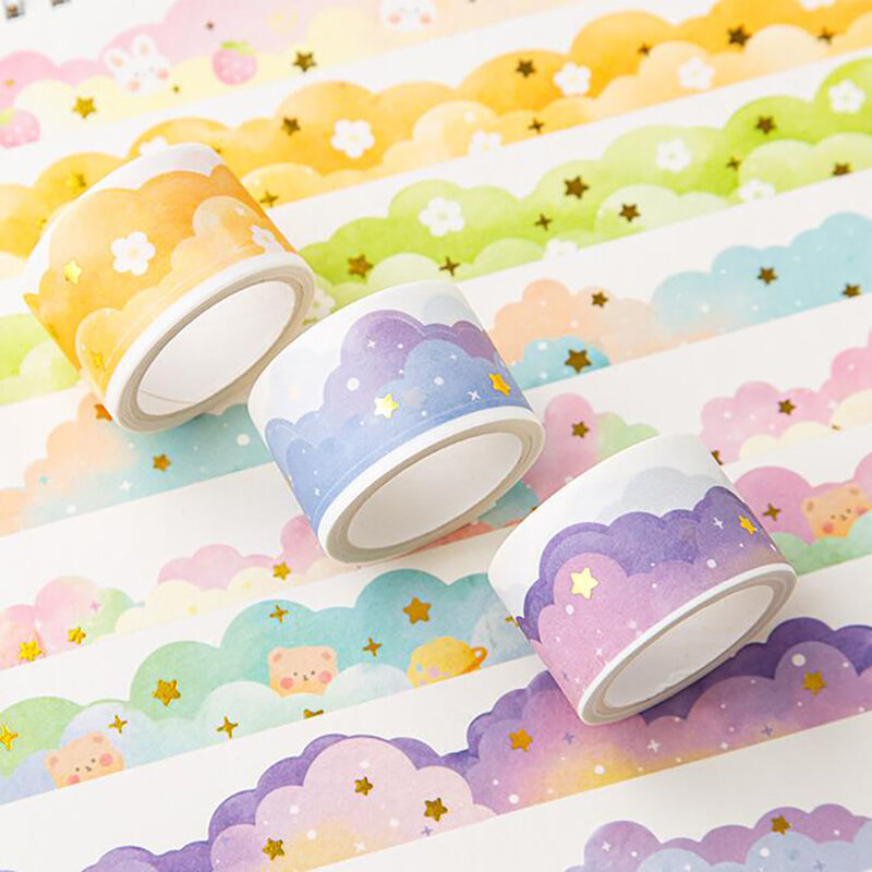 Ins Kawaii Clouds Washi Tapes DIY Scrapbooking diario planificador diario pegatinas cintas de enmascarar papelería coreana suministros de oficina