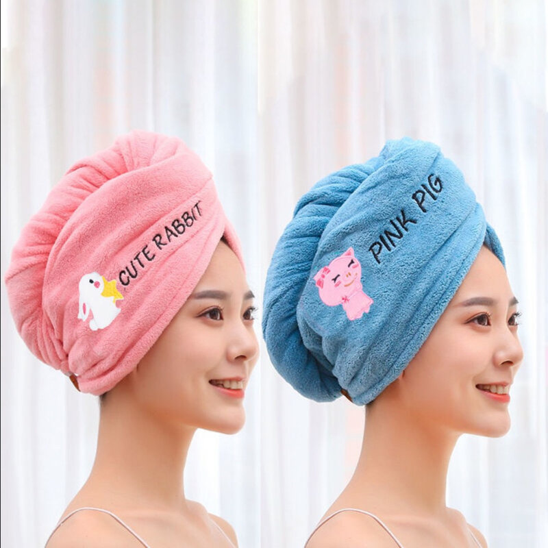 Toalha de cabelo de microfibra macia para meninas Super Absorvente Secagem rápida Touca de banho mágica para mulheres Turbante de cabelo de banheiro Torça a cabeça