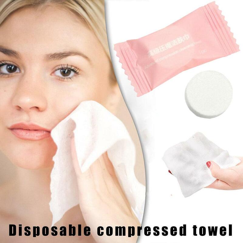 Asciugamano per il viso compresso usa e getta tampone di cotone tessuto portatile da viaggio 20x22cm piccolo asciugamano da esterno detergente addensato F4P1