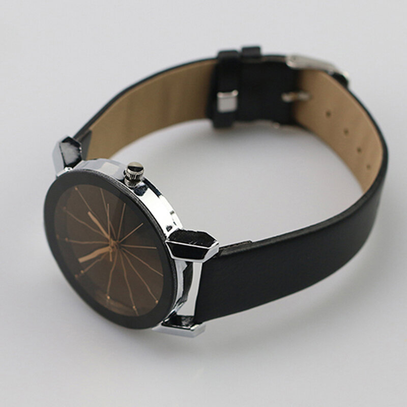 Mężczyźni kobiety moda Alloy Faux Leather zegarki kwarcowe sport Dress Wrist Watch zegarek dla pary
