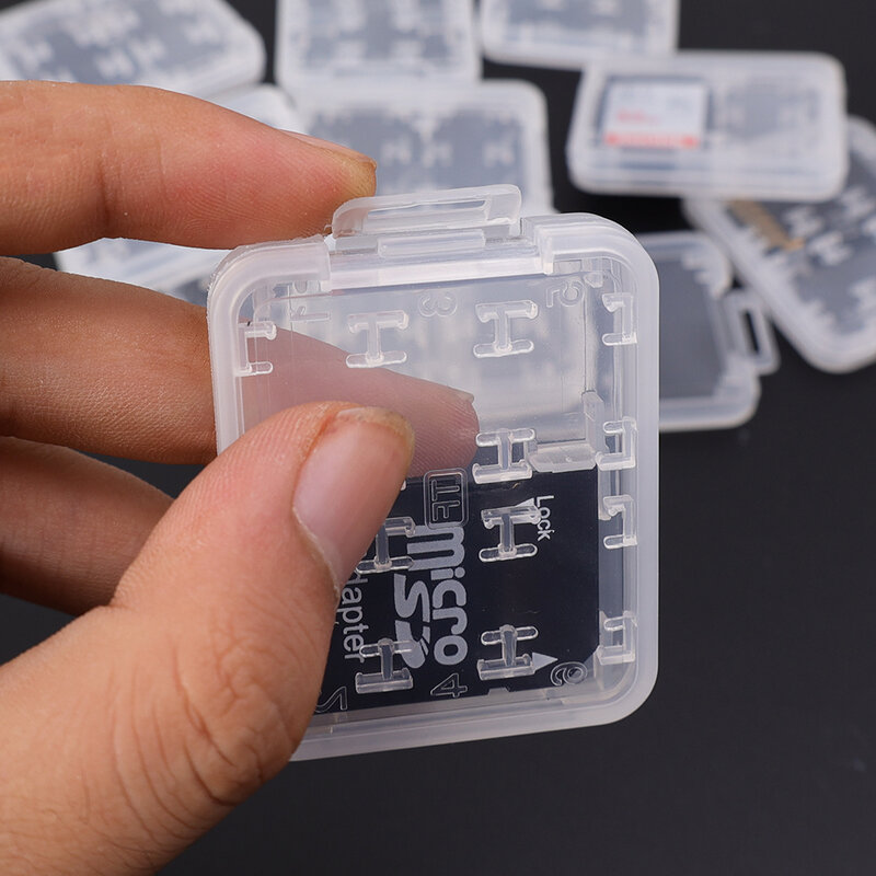 Transparente Anti-Lost Plastic Caso Portátil para Cartão de Memória, 8Slots, Protector Holder, Micro SD, SIM Card Storage Box, SD, SDHC, TF, MS