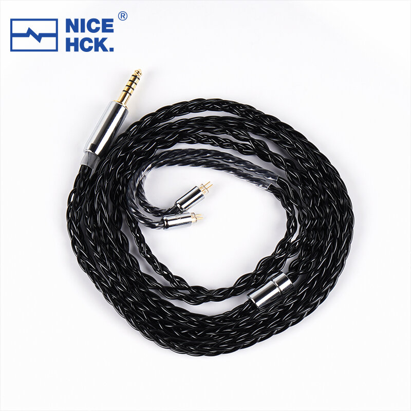 NiceHCK-Cable de auriculares BlackCat Ultra, 8 hebras, aleación de Zinc y cobre, empapado en aceite, 3,5/2,5/4,4mm, MMCX/2Pin para HOLA Gumiho OH2 Cadenza