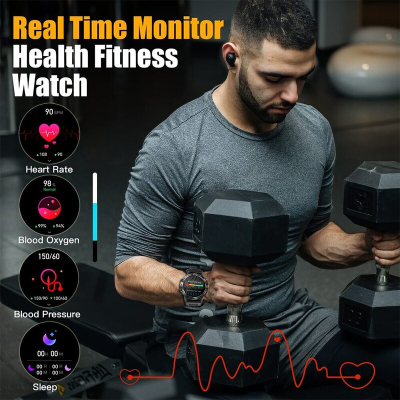 MELANDA-reloj inteligente de acero para hombre, accesorio de pulsera resistente al agua IP67 con llamadas, Bluetooth, seguimiento de actividad deportiva, compatible con Android e IOS, K52, 1,39 pulgadas
