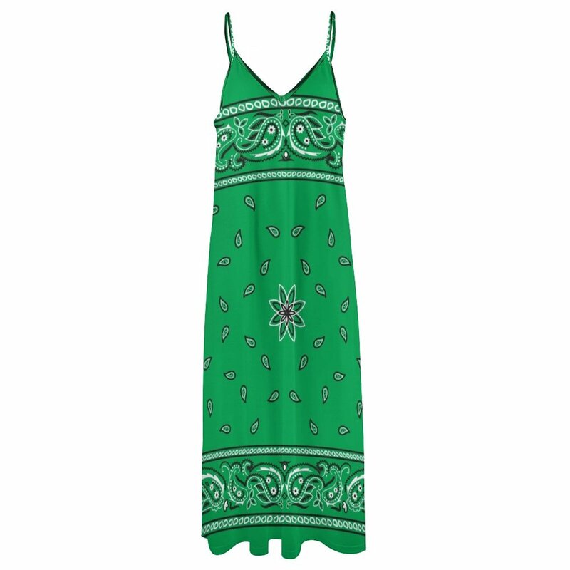 Vestido verde Bandana sin mangas para mujer, elegante, promoción, verano 2024