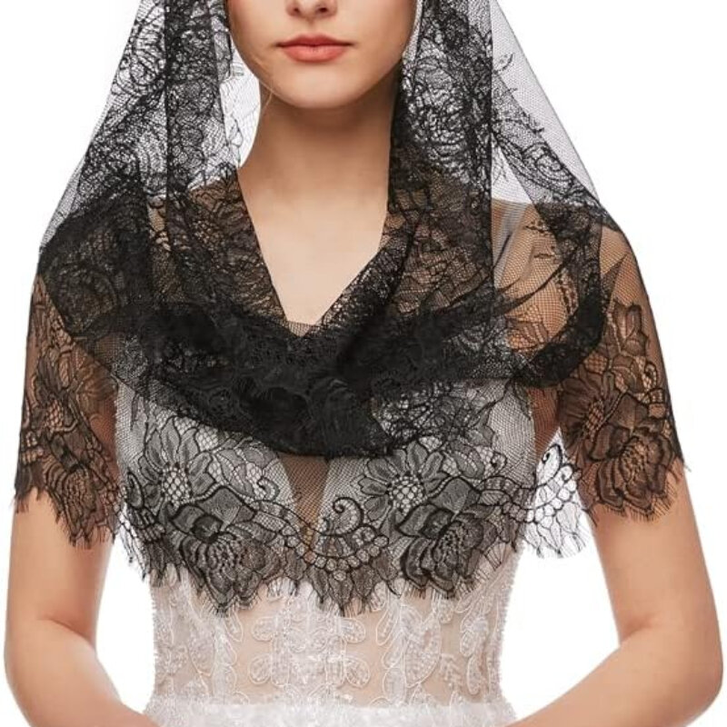 Veil Latin Mass Head Covering Spanish Style Lace Traditional Vintage Inspired Infinity Shape