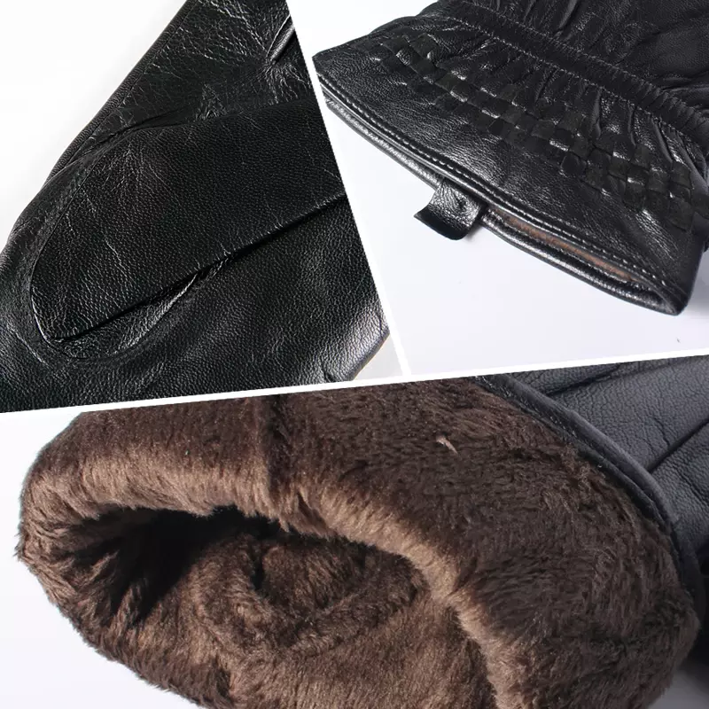 Gours Winter Echt leder handschuhe für Männer schwarz echte Ziegenleder handschuhe Fleece futter warme Fahr mode Neuankömmling gsm018