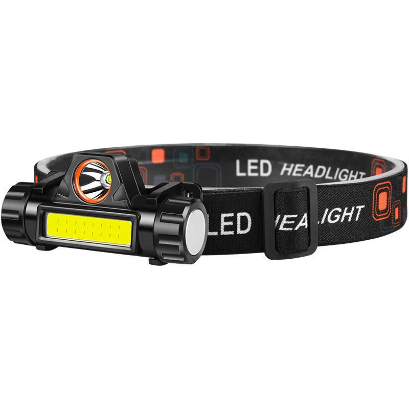 1 Waterproof LED Headlamp COB Work Light 2 Light Modes with Magnet USB Headlight Built-in Battery Suit for Fishing, Camping, Etc