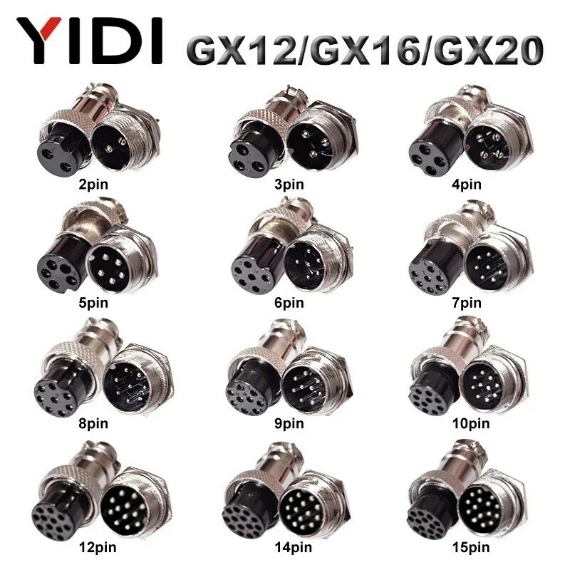 YIDI 5/10 комплект GX12 GX16 GX20 2 3 4 5 6 7 8 9 10 12 14 15-контактный Штекерный Lc-кабель Авиатор, циркулярный разъем, штепсельная вилка