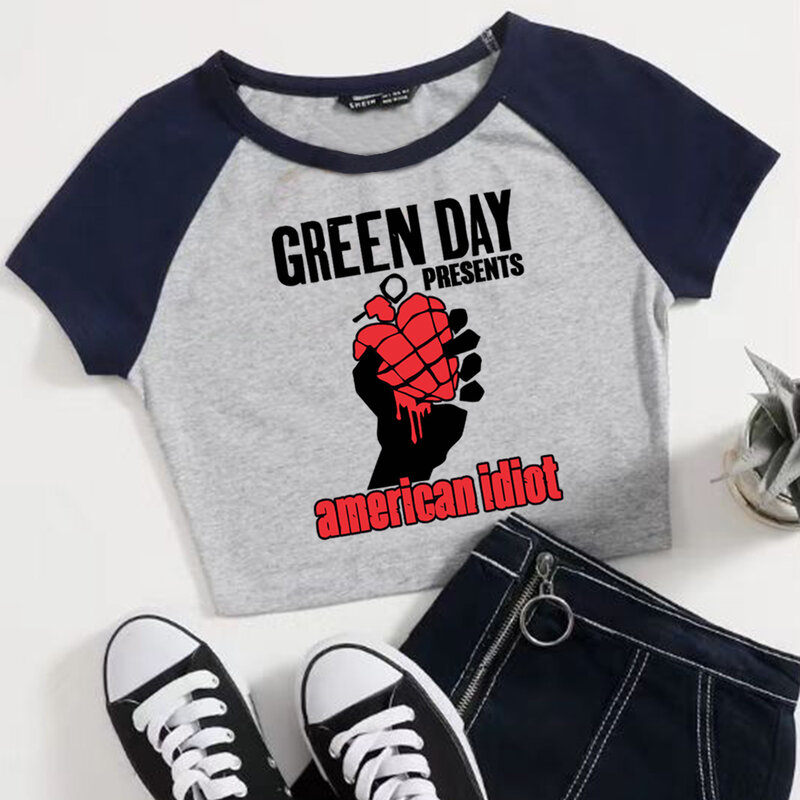 Green Day Savoiors Band Weltreise Frau Ernte T-Shirt Mädchen Mode O-Ausschnitt Kurzarm Hemden Musikfans Geschenk