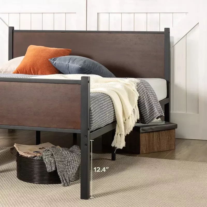 Рама для кровати, рама для кровати с бамбуковой и металлической платформой 35 дюймов, прочная сверхпрочная металлическая рама для кровати