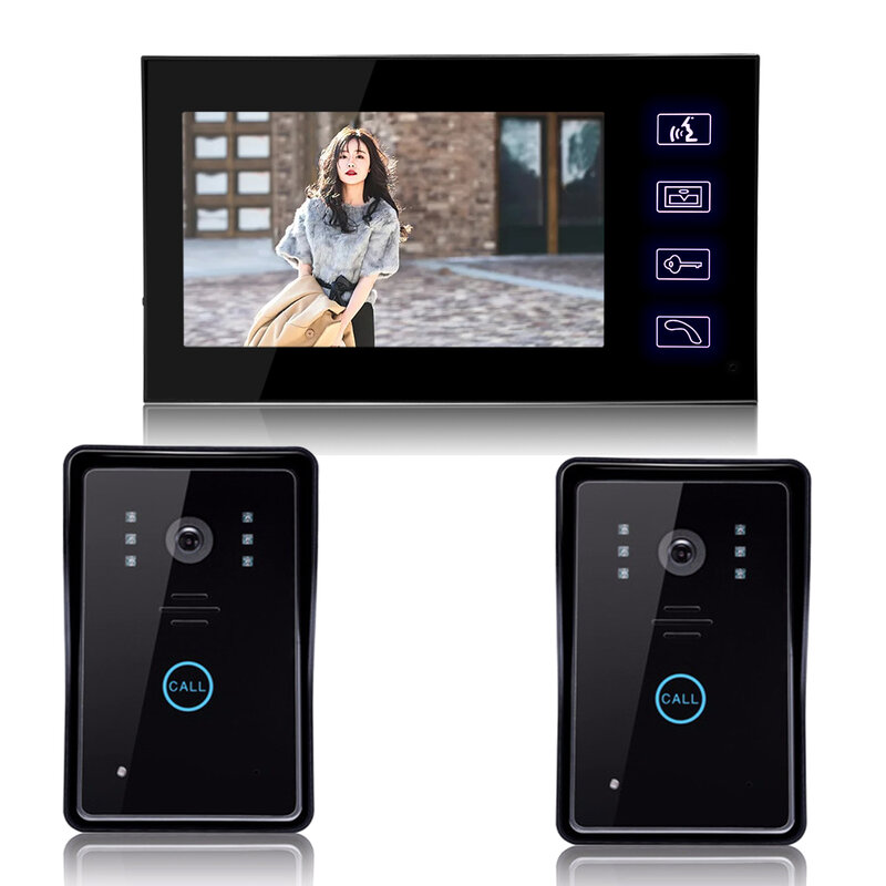 SYSD Vidéo Sonnette Interphone 7 Pouces Couleur LCD Moniteur Vidéo Porte Téléphone avec Caméra Système de Sécurité À La Maison