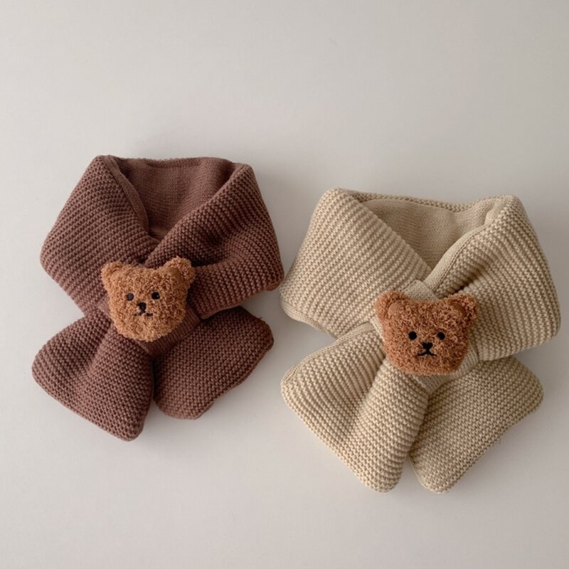 Pañuelo de oso lindo, bufandas de invierno para niños, niñas, bufanda de lana suave para bebés